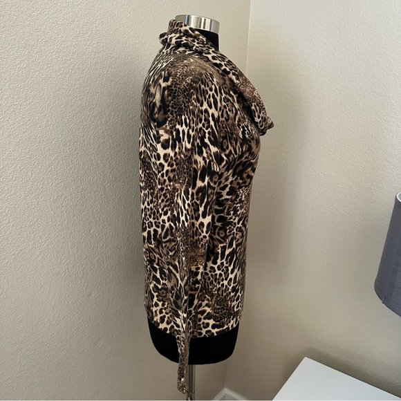 Lafayette 148 New York Cashmere Leopard Animal Print Cowl Neck Sweater Size L - Picture 4 of 11